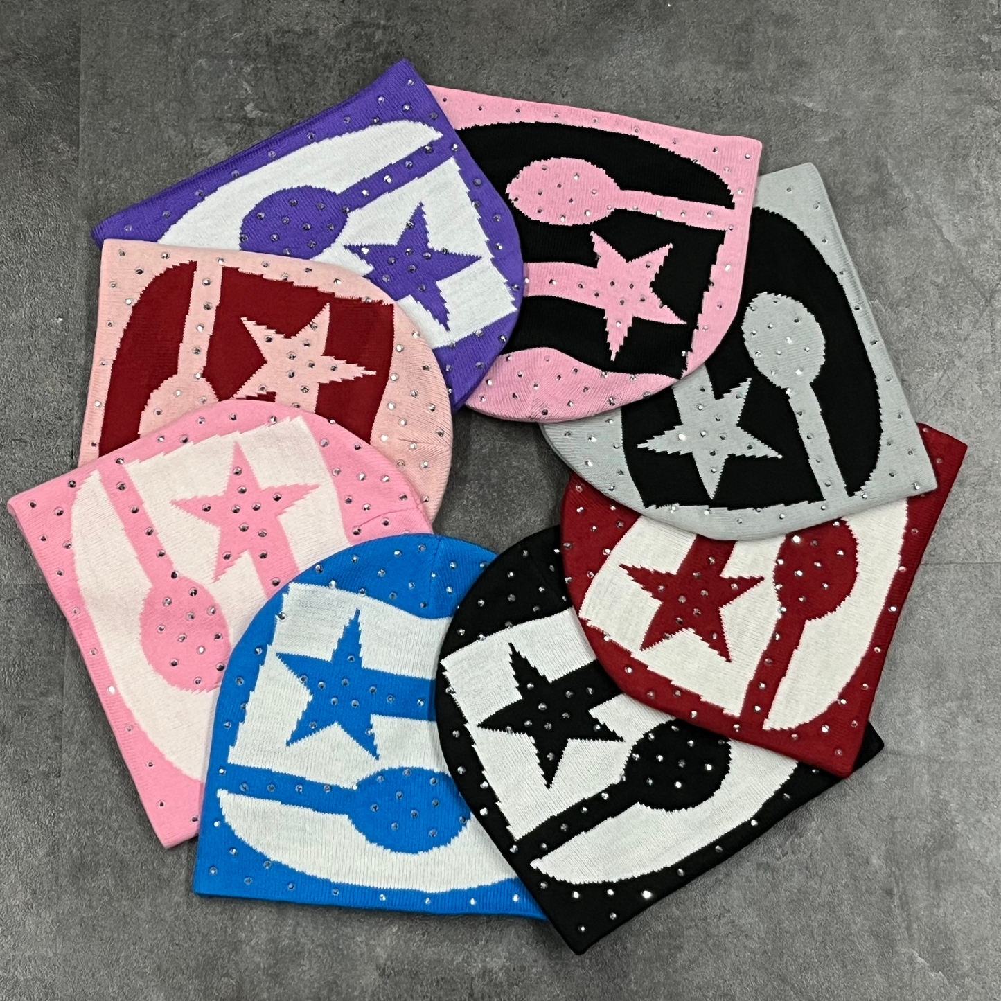 OEM Wholesale Custom Winter Y2K Skull Beanie Caps Acrylic Fabric Premium Rhinestone Beanies for Men Women