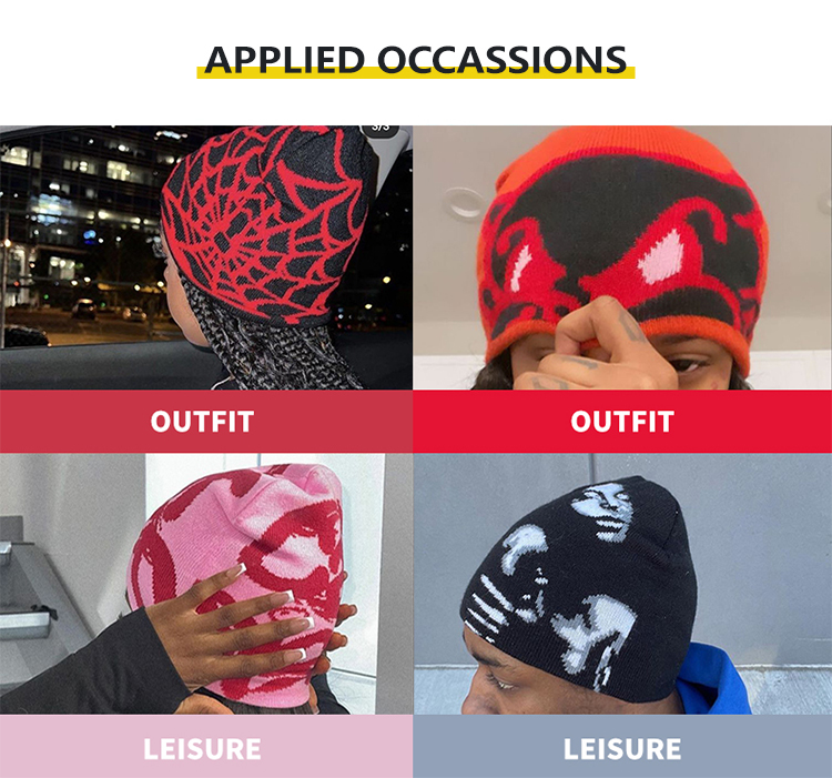 OEM Wholesale Custom Winter Y2K Skull Beanie Caps Acrylic Fabric Premium Rhinestone Beanies for Men Women