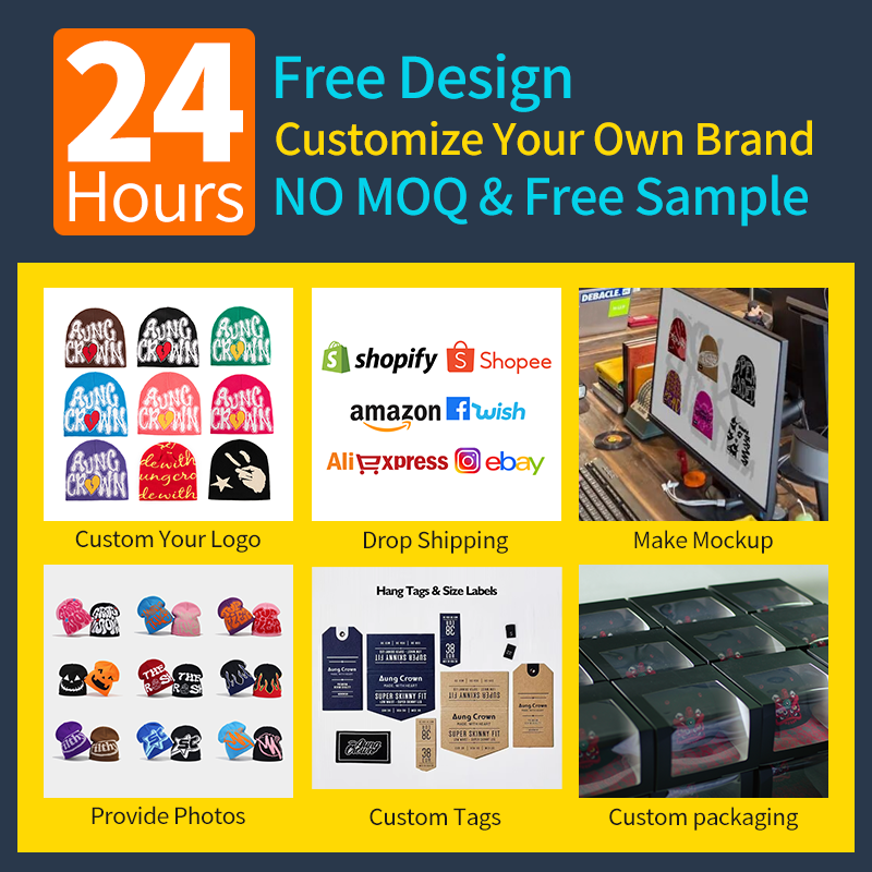 OEM Wholesale Custom Winter Y2K Skull Beanie Caps Acrylic Fabric Premium Rhinestone Beanies for Men Women