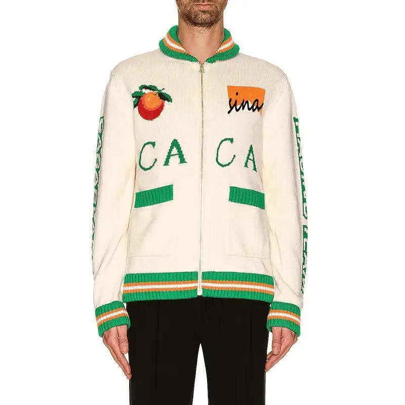2024  CengLuanDieZhang Custom LOGO OEM & ODM men sweater Intarsia Pattern Zip Up Cardigan knit Sweater winter knitwear Casual Knitted Jacket Coat CengLuanDieZhang
