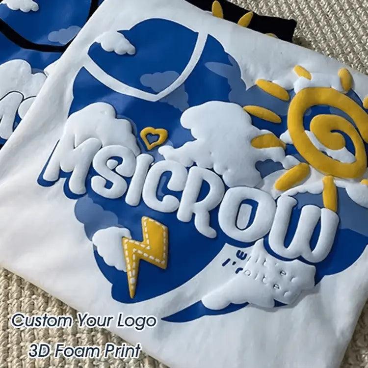 2024  CengLuanDieZhang Customized Unisex 3D Foam Puff Print High Quality Heavyweight Oversized T Shirt For Men CengLuanDieZhang