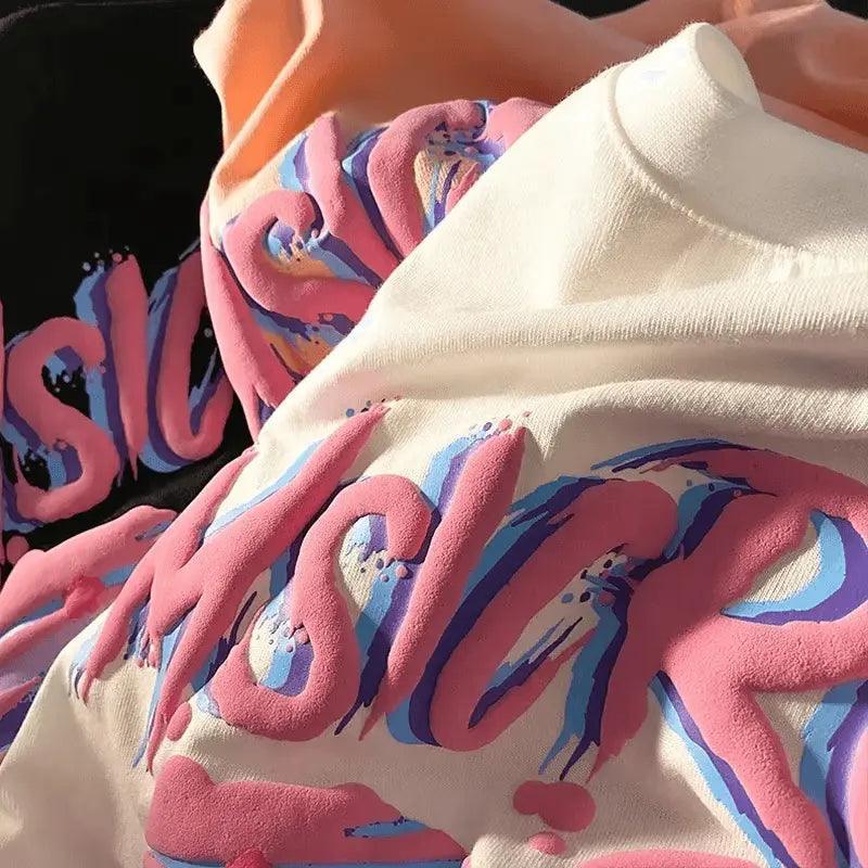 2024  CengLuanDieZhang Customized Unisex 3D Foam Puff Print High Quality Heavyweight Oversized T Shirt For Men CengLuanDieZhang