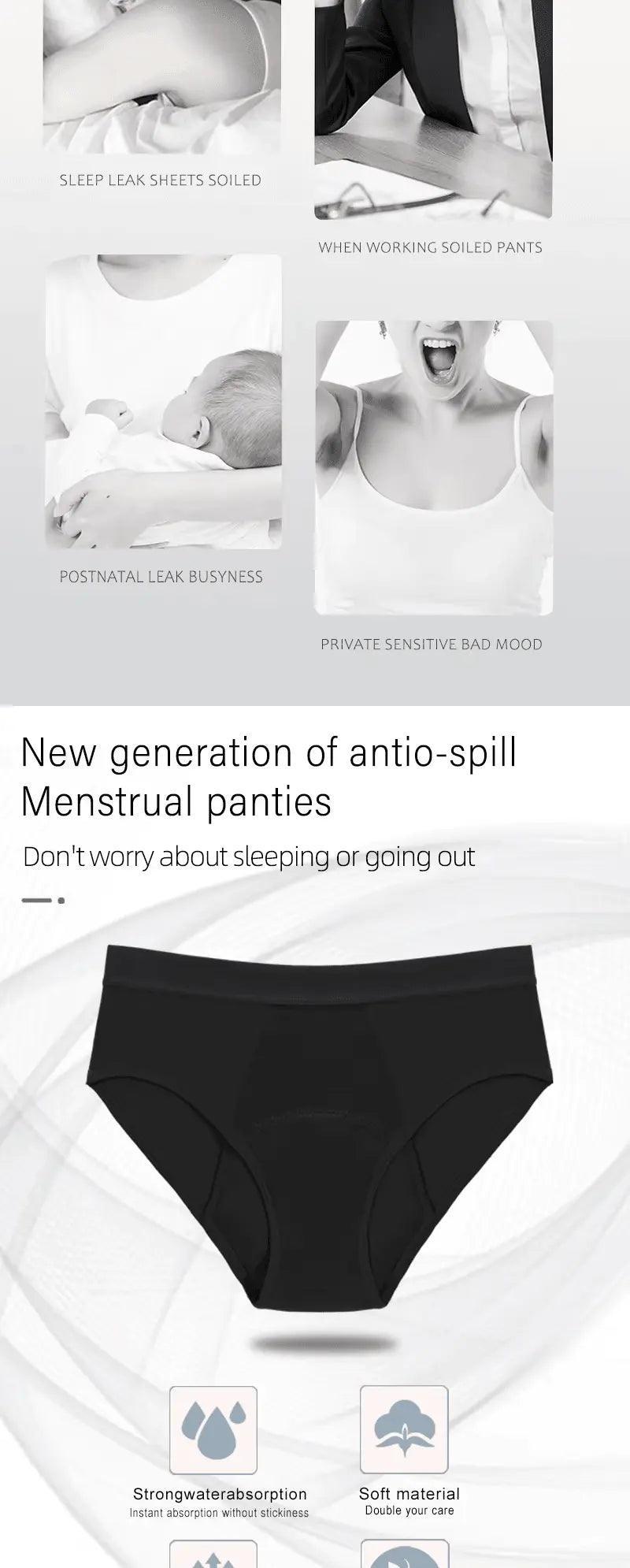 2024  CengLuanDieZhang High Quality 4 Layer Leakproof Washable Bamboo Culotte menstruelle Panties Period Menstrual Underwear For Women Bambou Pants CengLuanDieZhang