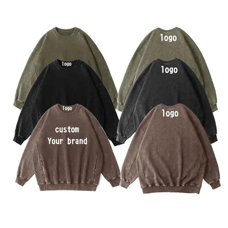 2024 CengLuanDieZhang High Quality custom Vintage Acid Wash Crewneck Pullover Men's Hoodies & Sweatshirts Pullover Sweatshirt Crewneck Sweatshirt My Store