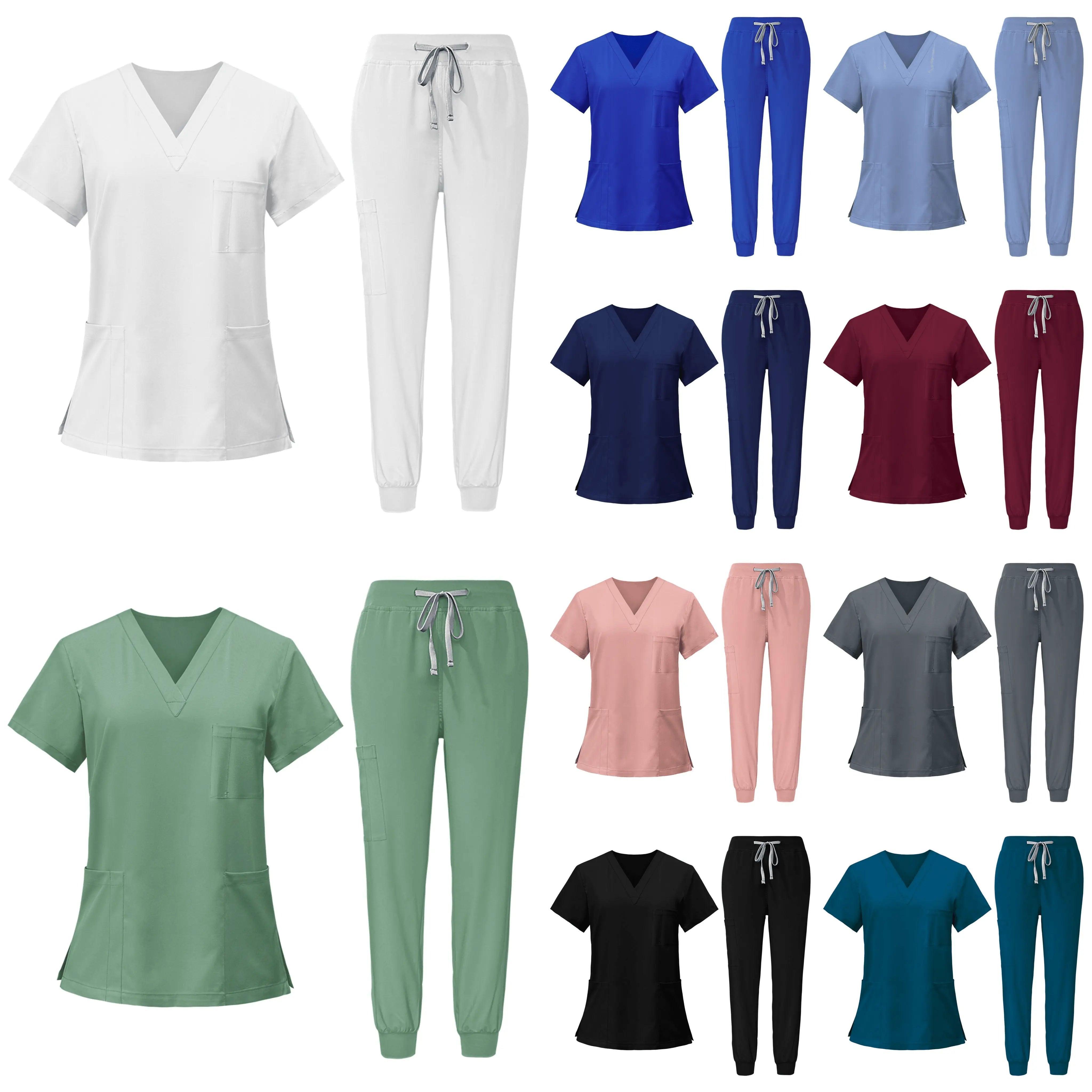 2024  CengLuanDieZhang OEM CustomLOGO RTS Private Label Work Stretch Nonwoven Fabric Nurse Tops Sets Medical Men Women Hospital Nursing Scrubs Uniforms CengLuanDieZhang