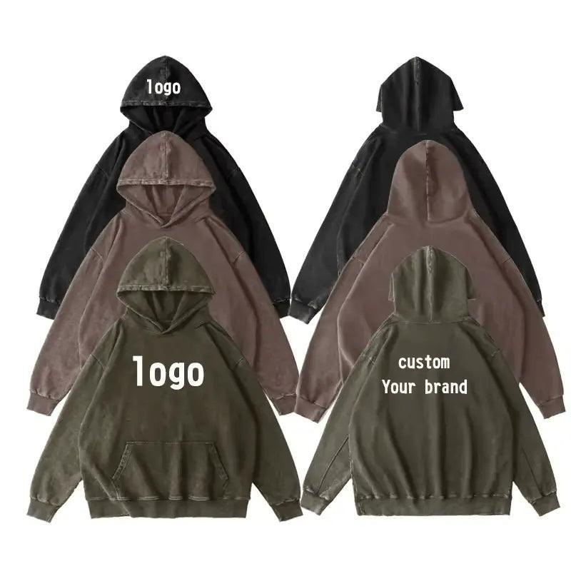 2024 CengLuanDieZhang Oem Designer Brand Streetwear Heavy Washed Hoodie Acid Wash Oversized Hoodie Vintage Men Heavyweight French Terry Hoodie custom My Store
