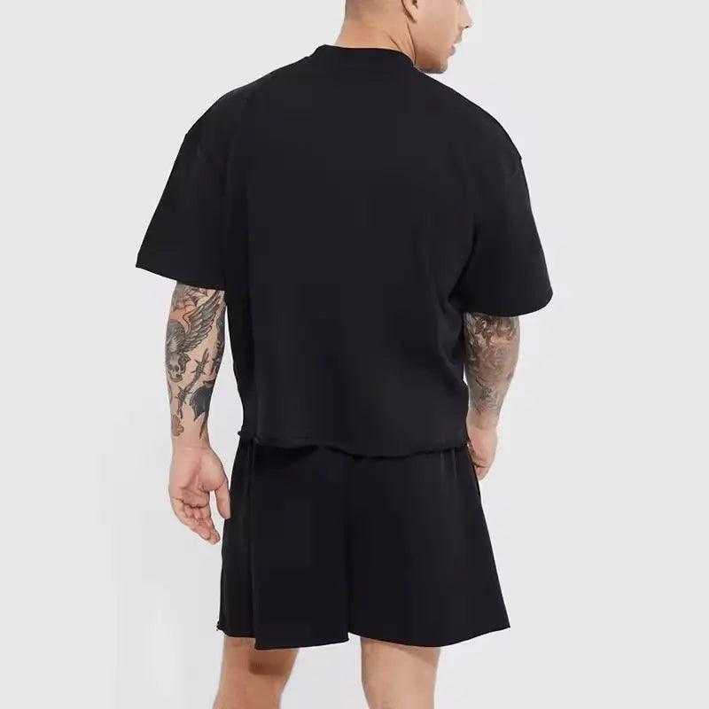 2024  CengLuanDieZhang oversized crop boxy fit tshirt men's 100% cotton drop shoulder streetwear luxury quality custom logo plain t shirt for men CengLuanDieZhang