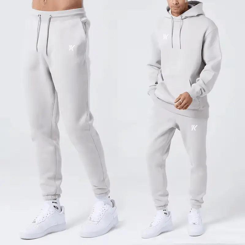 2024 Custom Logo Winter Two Piece Set High Quality Sweatshirts Sports Hoodies Running Workout Cotton Gym Fitness Men's Tracksuit CengLuanDieZhang