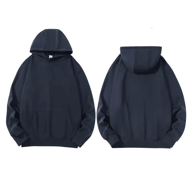 2024 custom logo customized blank plain gym pull over black heavyweight cotton men's hoodies sweatshirts 676
